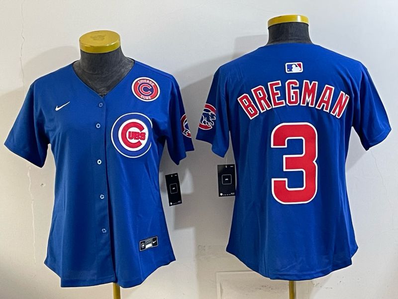 Women 2026 Chicago Cubs #3 Bregman Blue Game Nike MLB Jersey style 008